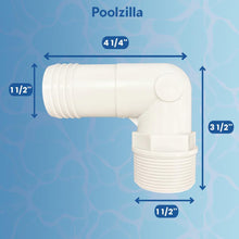 Poolzilla 1.5” Elbow Adapter for Swimming Pools - MPT by 90 Degree - Durable PVC - Compatible with SPX1105Z4