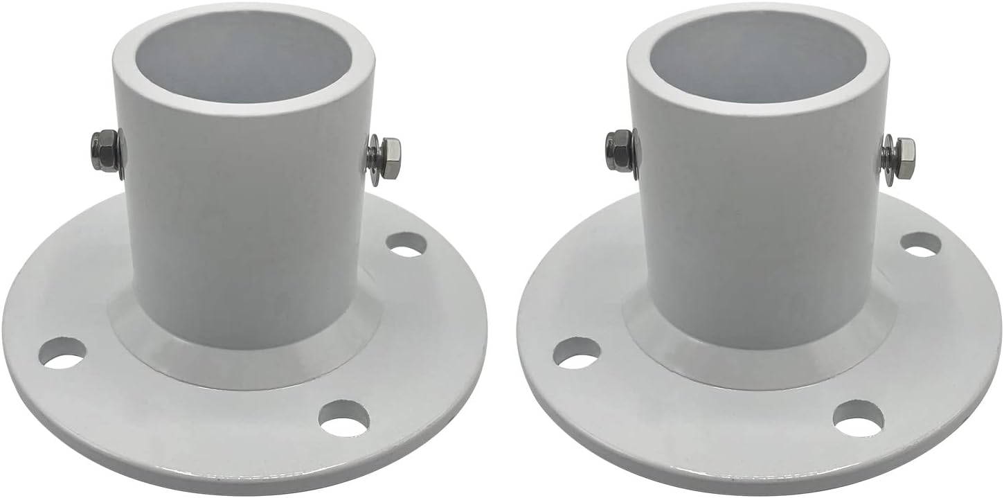 Poolzilla Deck Anchor Flange, High Grade Cast Aluminum in Matte White, Diameter: 1 7/8