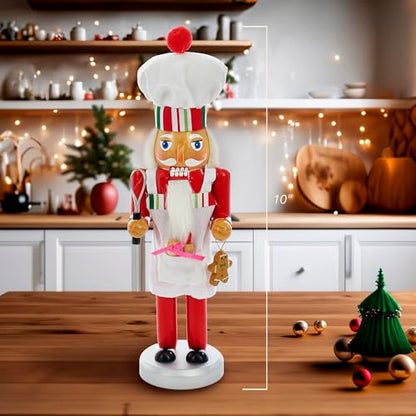 Kurt Adler Rosy Red Baking Nutcracker Chef 10 inch Wood Decorative Tabletop Figurine