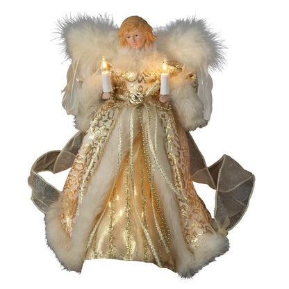 Kurt Adler UL 10-Light Angel Treetop Figurine, 10-Inch, Ivory and Gold