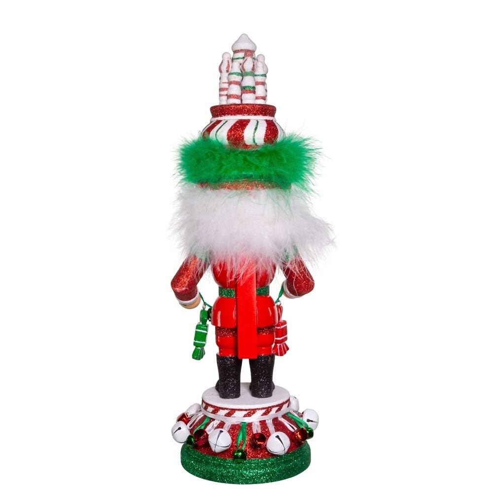 Kurt Adler Hollywood Wooden Nutcracker Collection, Red, White & Green Candy Tower Hat, 15