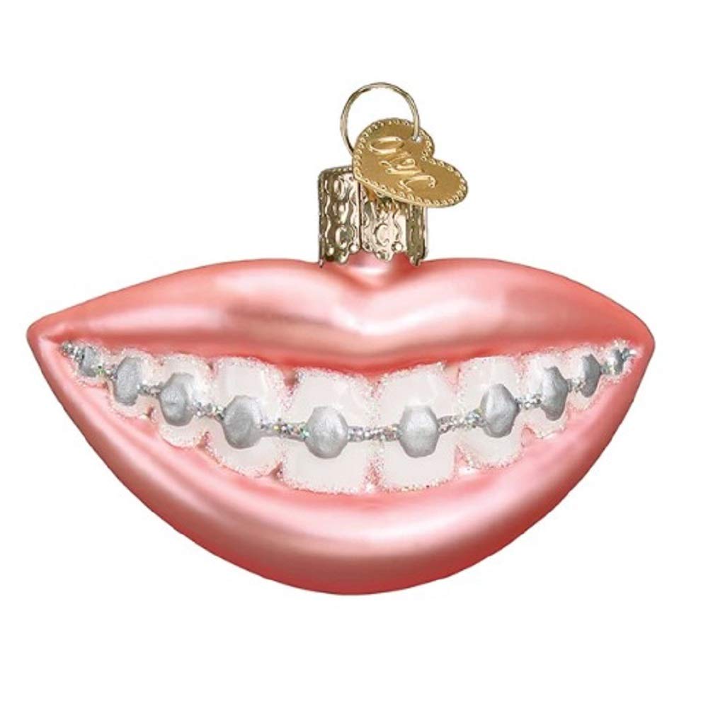 Old World Christmas Braces Glass Blown Ornament for Christmas Tree, Handcrafted Holiday Decoration, Dentist Collection