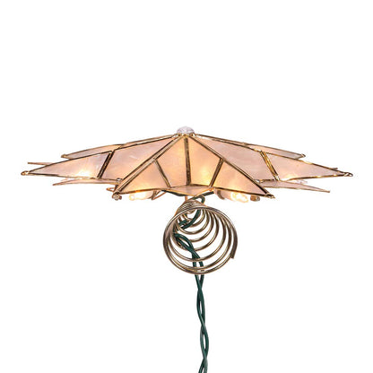 Kurt S. Adler UL3141 9.84" Brass Plated 7-Point Double Tip Capiz Star with Center Gem Tree Topper