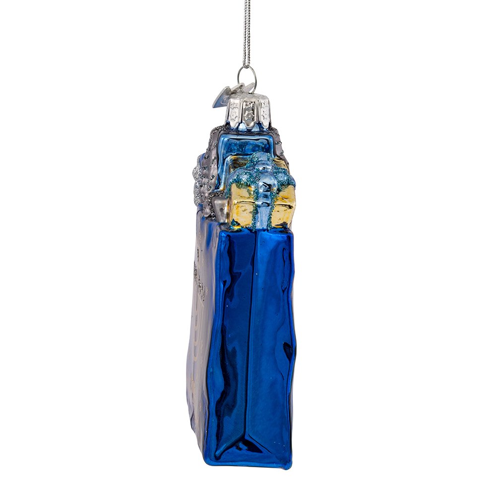 Kurt Adler 4" Noble Gems Happy Hanukkah Glass Gift Bag Ornament (NB1126)