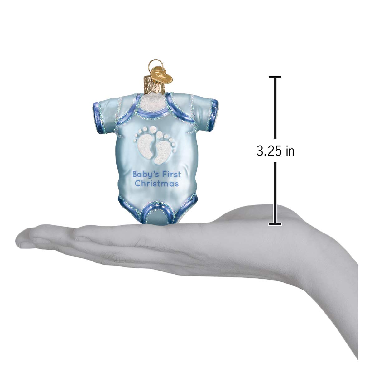 Old World Christmas Blue Baby Onesie Glass Blown Ornament for Christmas Tree, Handcrafted Holiday Decoration, Baby’s First Christmas Collection