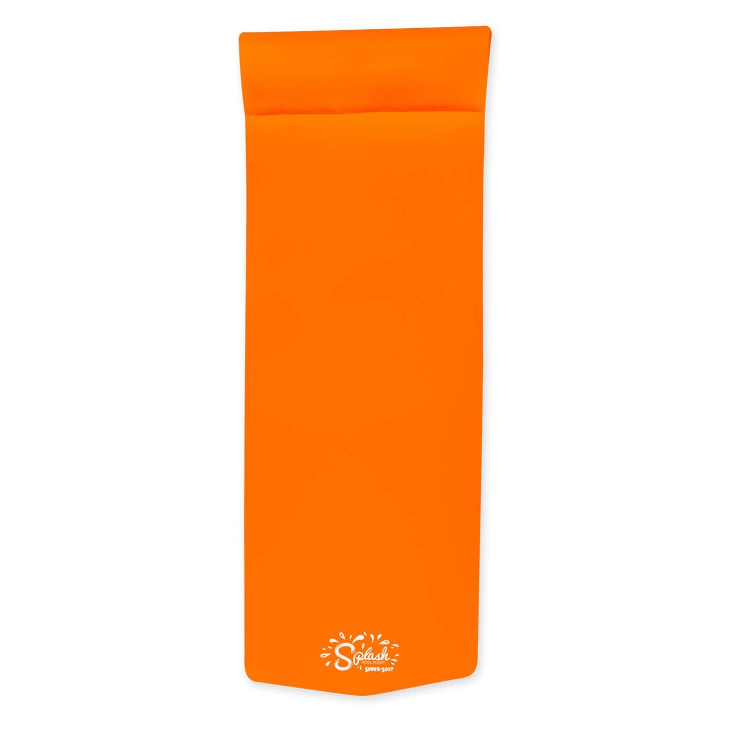 TRC Recreation Splash 1.25 Inch Thick Foam Swimming Pool Float Mat Large Adult Lounger with Built-in Roll Pillow, Sunset Orange