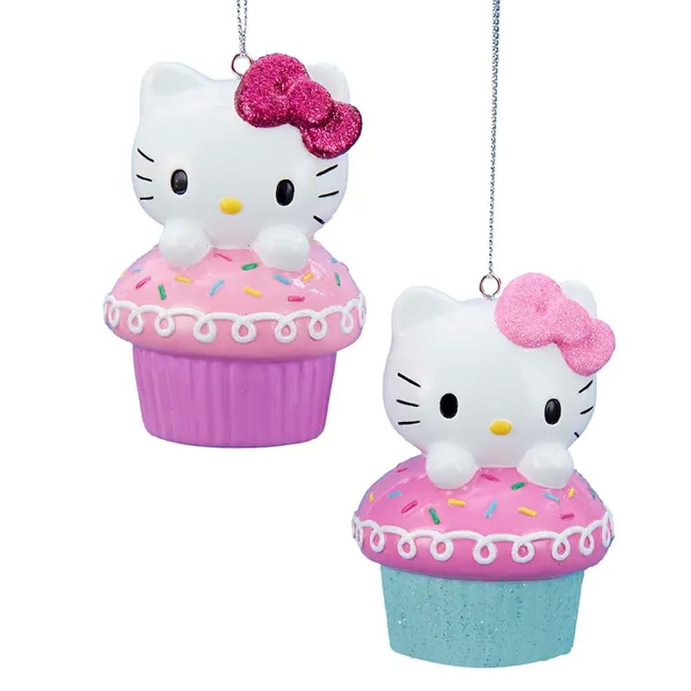 Hello Kitty Christmas Ornaments Officially Licensed Cupcake Surprise Christmas Tree Decorations 2 Piece Set