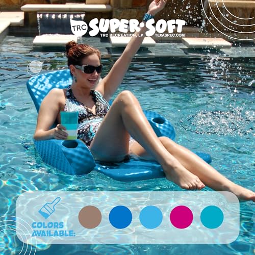 TRC Recreation Folding Baja Chair Foam Swimming Pool Float, Portable Super Soft Floating Lounger with 2 Cup Holders for Beach Essentials, Marina Blue