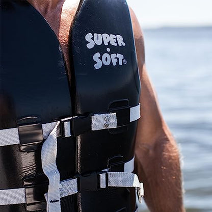 TRC Recreation Super Soft Vinyl Coated Foam USCG Approved Type III PFD Adult Water Safety Life Jacket Swim Vest, Large, Blue