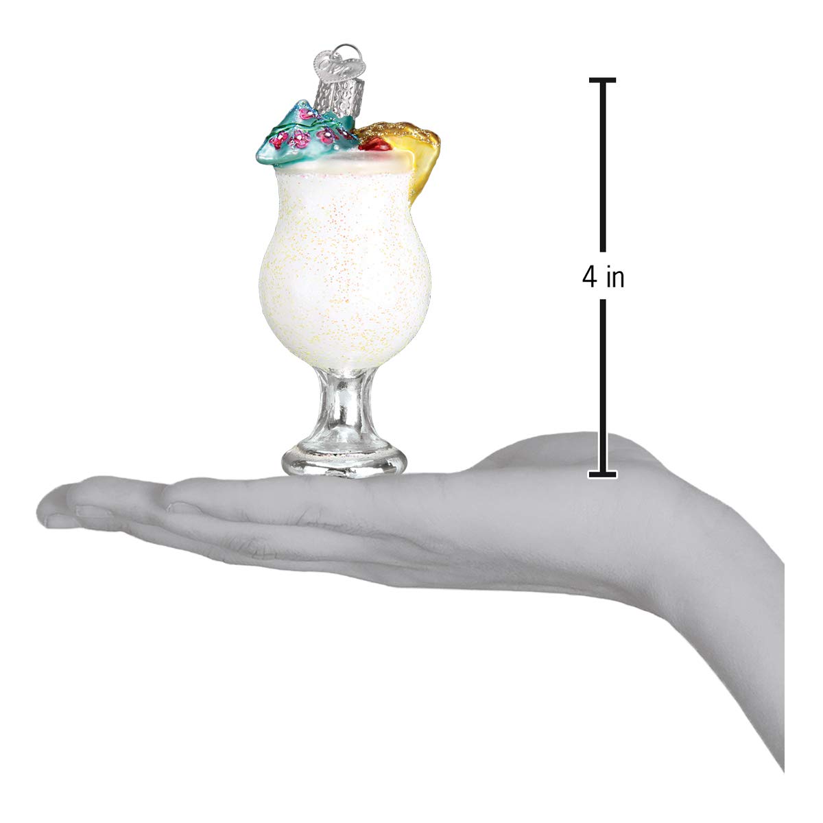 Old World Christmas Piña Colada Glass Blown Ornament for Christmas Tree, Handcrafted Holiday Decoration, Adult Beverages Collection