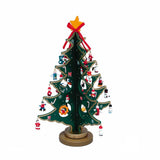 Kurt Adler Advent Calendar Christmas Tree with 24 Miniature Wooden Ornaments, Multi Color 11.75in.