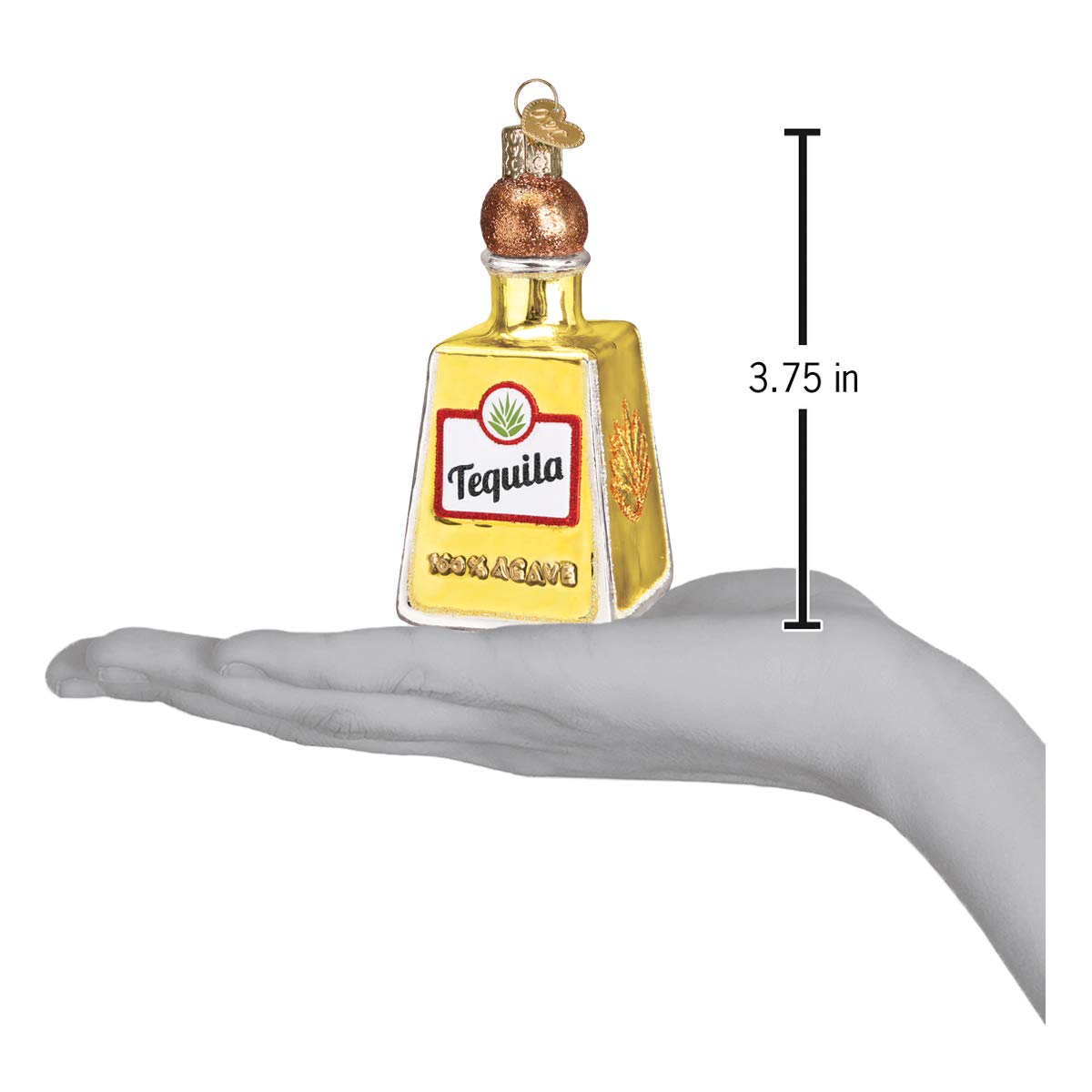 Old World Christmas Tequila Bottle Glass Blown Ornament for Christmas Tree, Handcrafted Holiday Decoration, Adult Beverages Collection