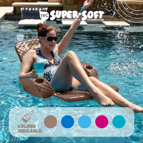TRC Recreation Folding Baja Chair Foam Swimming Pool Float, Portable Super Soft Floating Lounger with 2 Cup Holders for Beach Essentials, Bronze