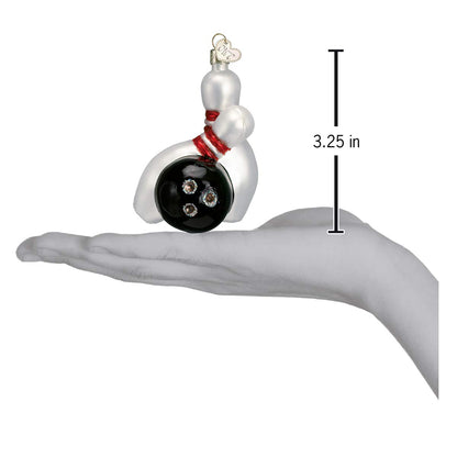 Old World Christmas Bowling Ball & Pins Glass Blown Ornament for Christmas Tree, Handcrafted Holiday Decoration, Sports Collection