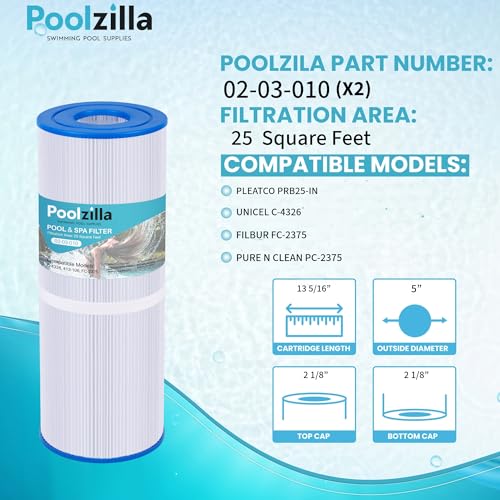 Poolzilla Replacement Hot Tub Filter for PLFPRB25-IN, Pleatco PRB25-IN, Unicel C-4326, Filbur FC-2375, Rainbow Dynamic 25, Pure N Clean PC-2375