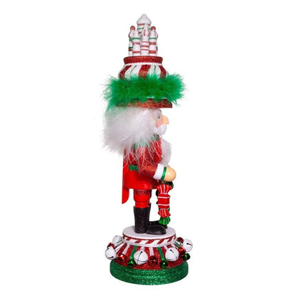 Kurt Adler Hollywood Wooden Nutcracker Collection, Red, White & Green Candy Tower Hat, 15"