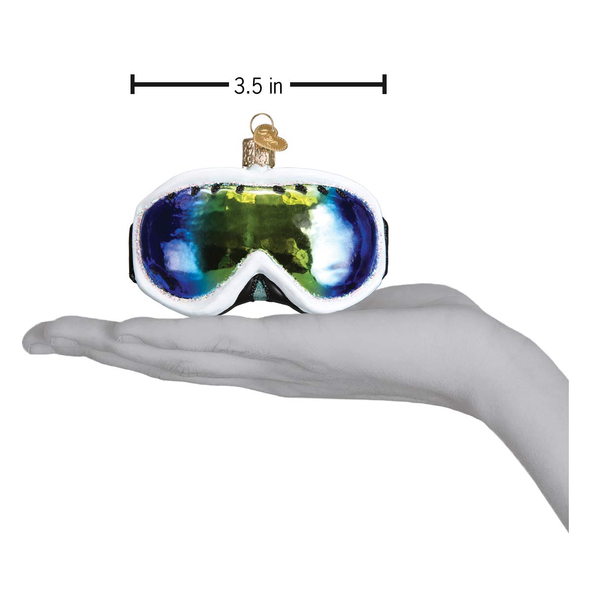 Old World Christmas Ski Goggles Glass Blown Ornament for Christmas Tree, Handcrafted Holiday Decoration, Sport Collection