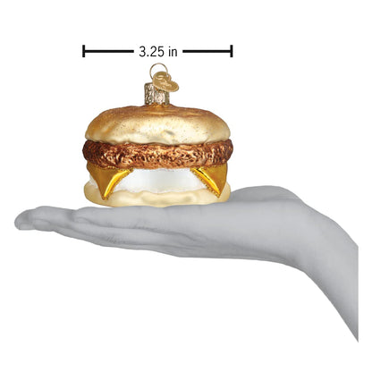Old World Christmas Breakfast Sandwich Glass Blown Ornament for Christmas Tree, Handcrafted Holiday Decoration, Food - Breakfast Collection