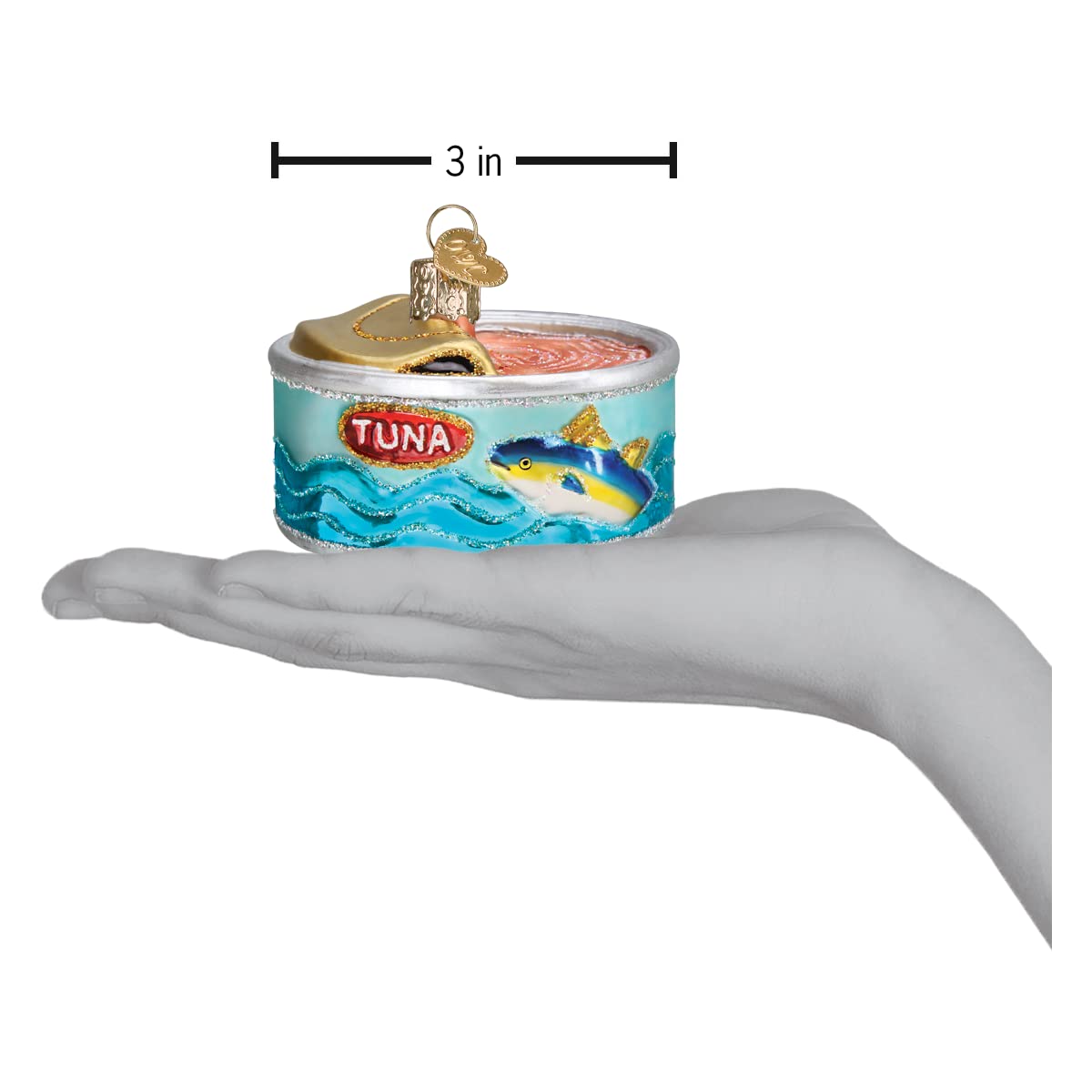 Old World Christmas Canned Tuna Glass Blown Ornament for Christmas Tree, Handcrafted Holiday Decoration, Food Collection