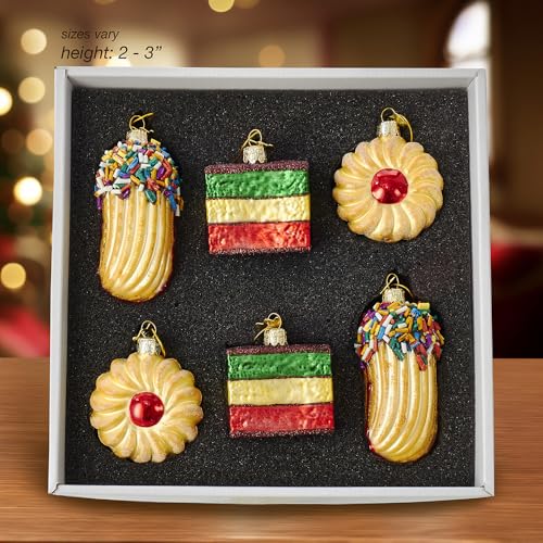 Kurt Adler 2-Inch - 3-Inch Noble Gems Glass 6-Piece Cookie Ornament Set