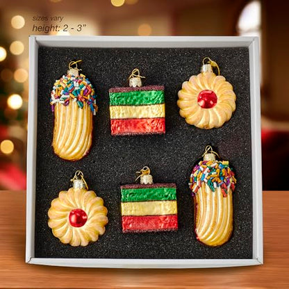 Kurt Adler 2-Inch - 3-Inch Noble Gems Glass 6-Piece Cookie Ornament Set