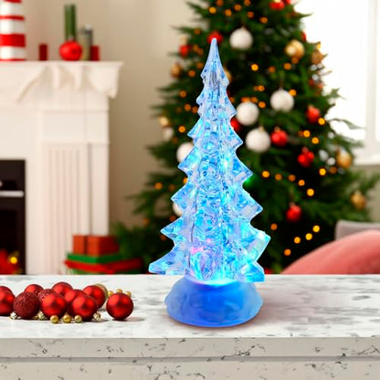 Kurt S. Adler Kurt Adler 10.25-Inch Battery-Operated LED Clear Tree Motion Table Piece, Multi