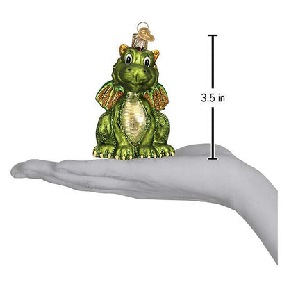 Old World Christmas Little Dragon Glass Blown Ornament for Christmas Tree, Handcrafted Holiday Decoration, Mythical Creatures Collection