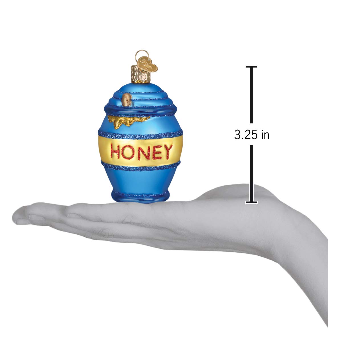 Old World Christmas Honey Pot Glass Blown Ornament for Christmas Tree, Handcrafted Holiday Decoration, Bee Collection