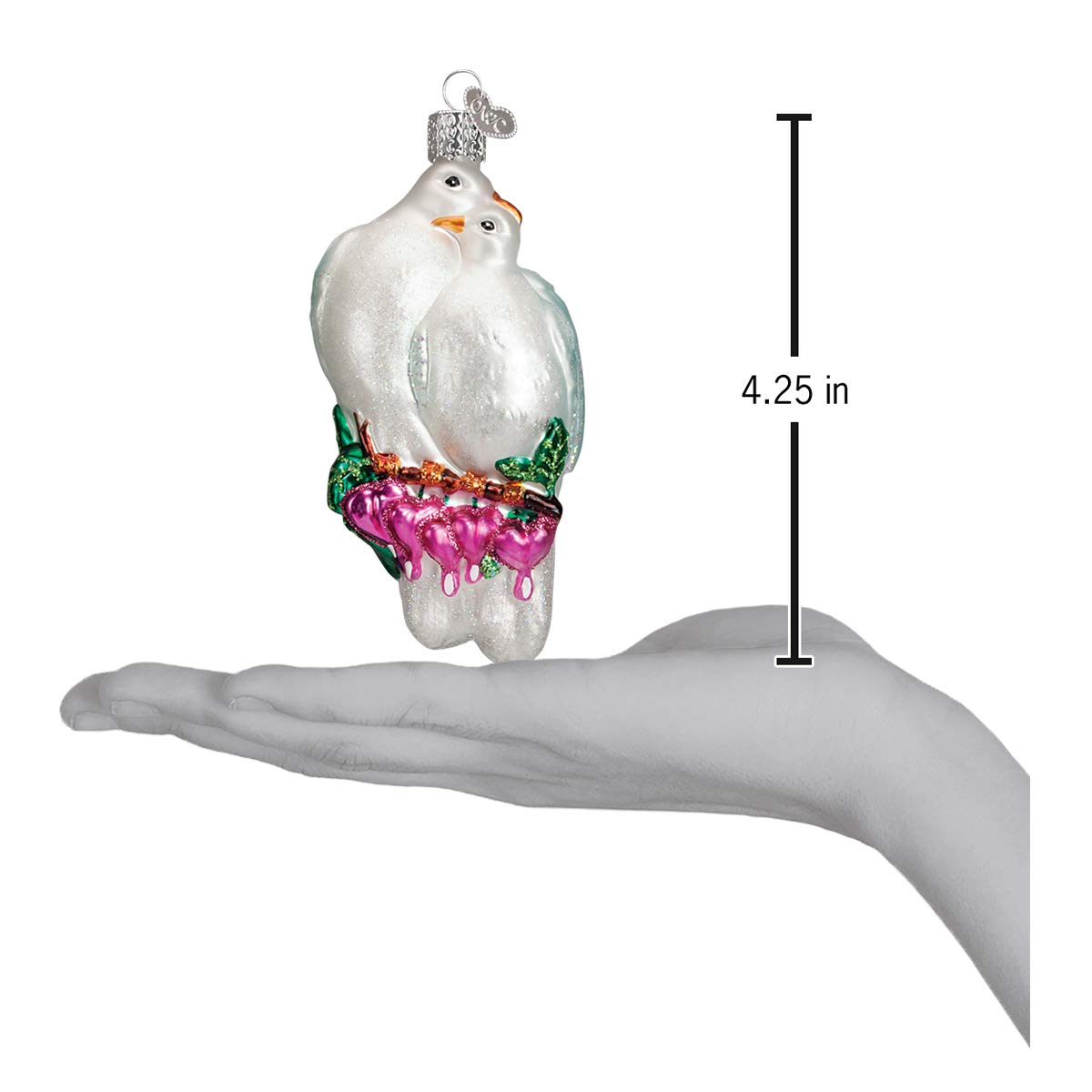 Old World Christmas Love Birds Glass Blown Ornament for Christmas Tree, Handcrafted Holiday Decoration, Bird Watcher Collection