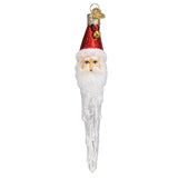Old World Christmas Jingle Bell Santa Icicle Glass Blown Ornament for Christmas Tree, Handcrafted Holiday Decoration, Icicle Collection