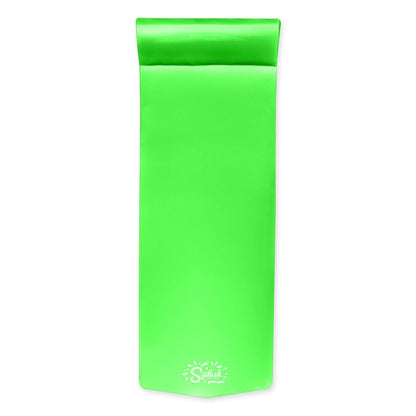 TRC Recreation Splash 1.25 Inch Thick Foam Swimming Pool Float Mat Large Adult Lounger with Built-in Roll Pillow, Fierce Green