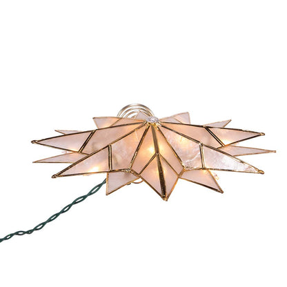 Kurt S. Adler UL3141 9.84" Brass Plated 7-Point Double Tip Capiz Star with Center Gem Tree Topper