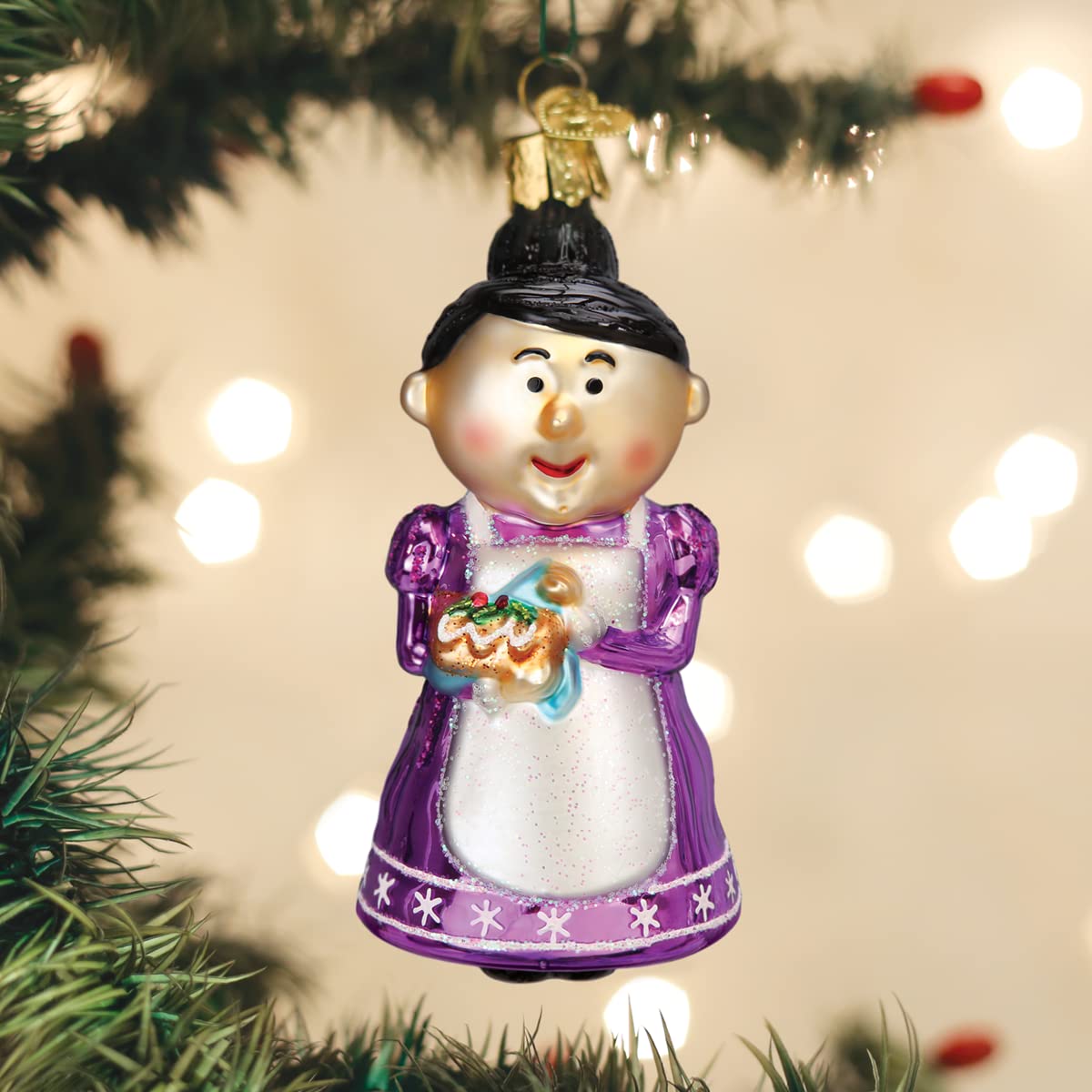 Old World Christmas Cheery Mrs. Claus Glass Blown Ornament for Christmas Tree, Handcrafted Holiday Decoration, Rudolph Collection