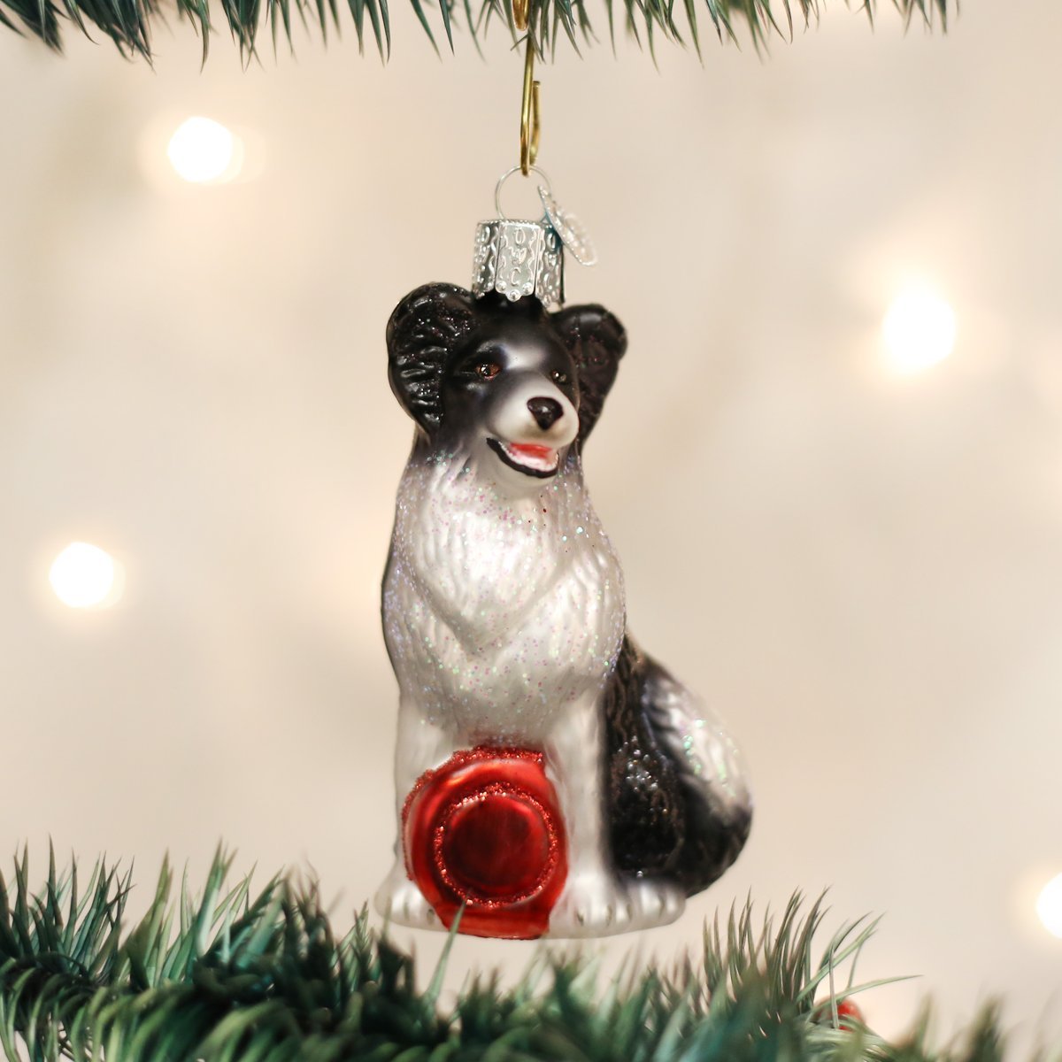 Old World Christmas Ornaments: Border Collie Glass Blown Ornaments for Christmas Tree (12302)