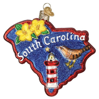 Old World Christmas State of South Carolina Glass Blown Ornament for Christmas Tree, Handcrafted Holiday Decoration, States Collection