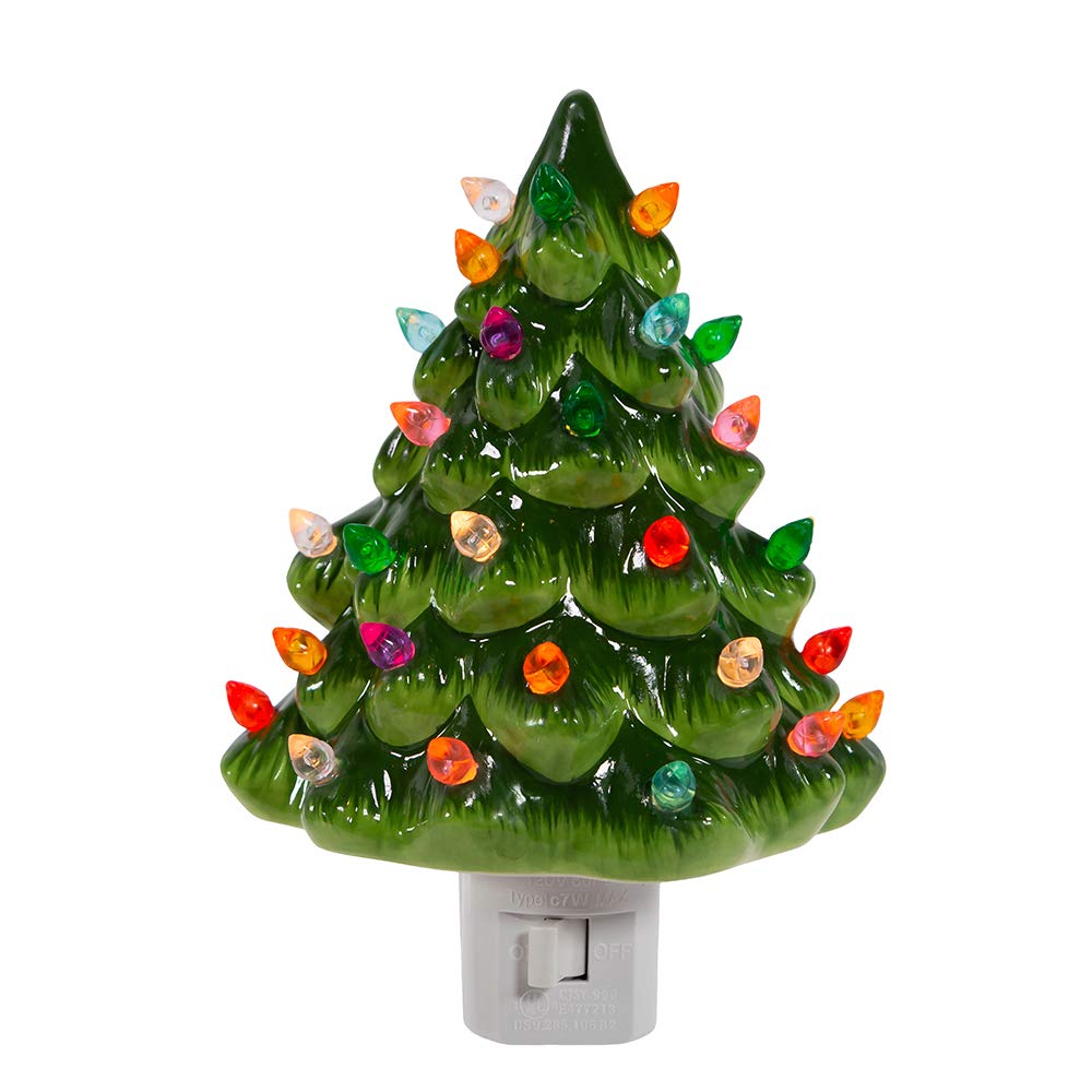 Kurt S. Adler 6-Inch Ceramic Green Tree Night Light