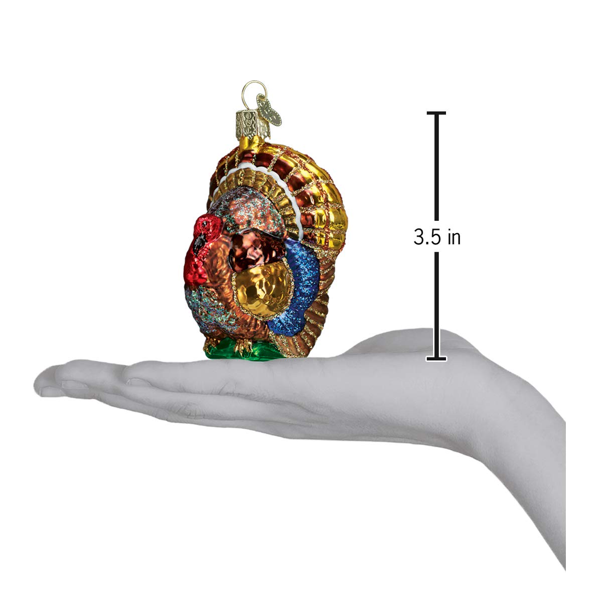 Old World Christmas Tom Turkey Glass Blown Ornament for Christmas Tree, Handcrafted Holiday Decoration, Thanksgiving Collection