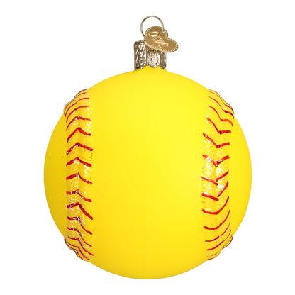 Old World Christmas 2020 Softball Glass Blown Ornament for Christmas Tree, Handcrafted Holiday Decoration, Sport Collection