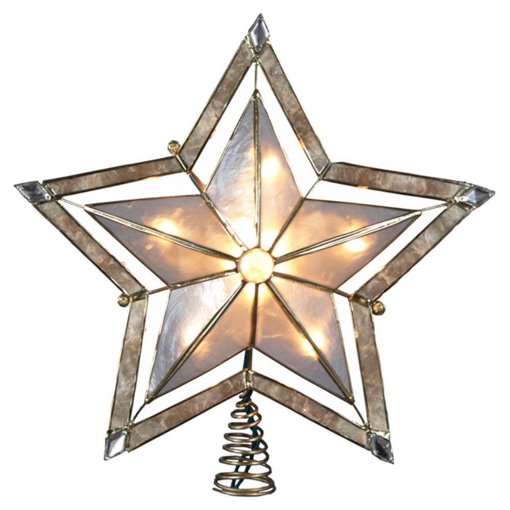 Kurt S. Adler Kurt Adler Light 10 5 Point Large Star with Smoke Capiz 2-Inch Thick Gold Paint Finish Treetop