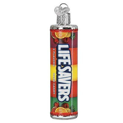 Old World Christmas Lifesavers Glass Blown Ornament for Christmas Tree, Handcrafted Holiday Decoration, Candy Brand Collection