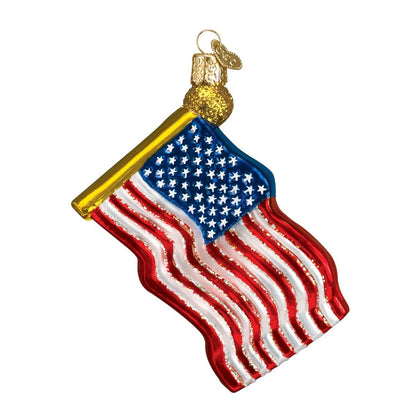 Old World Christmas Star-Spangled Banner Glass Blown Ornament for Christmas Tree, Handcrafted Holiday Decoration, USA Collection