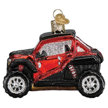 Old World Christmas Side-by-Side ATV Glass Blown Ornament for Christmas Tree, Handcrafted Holiday Decoration, Transportation Collection
