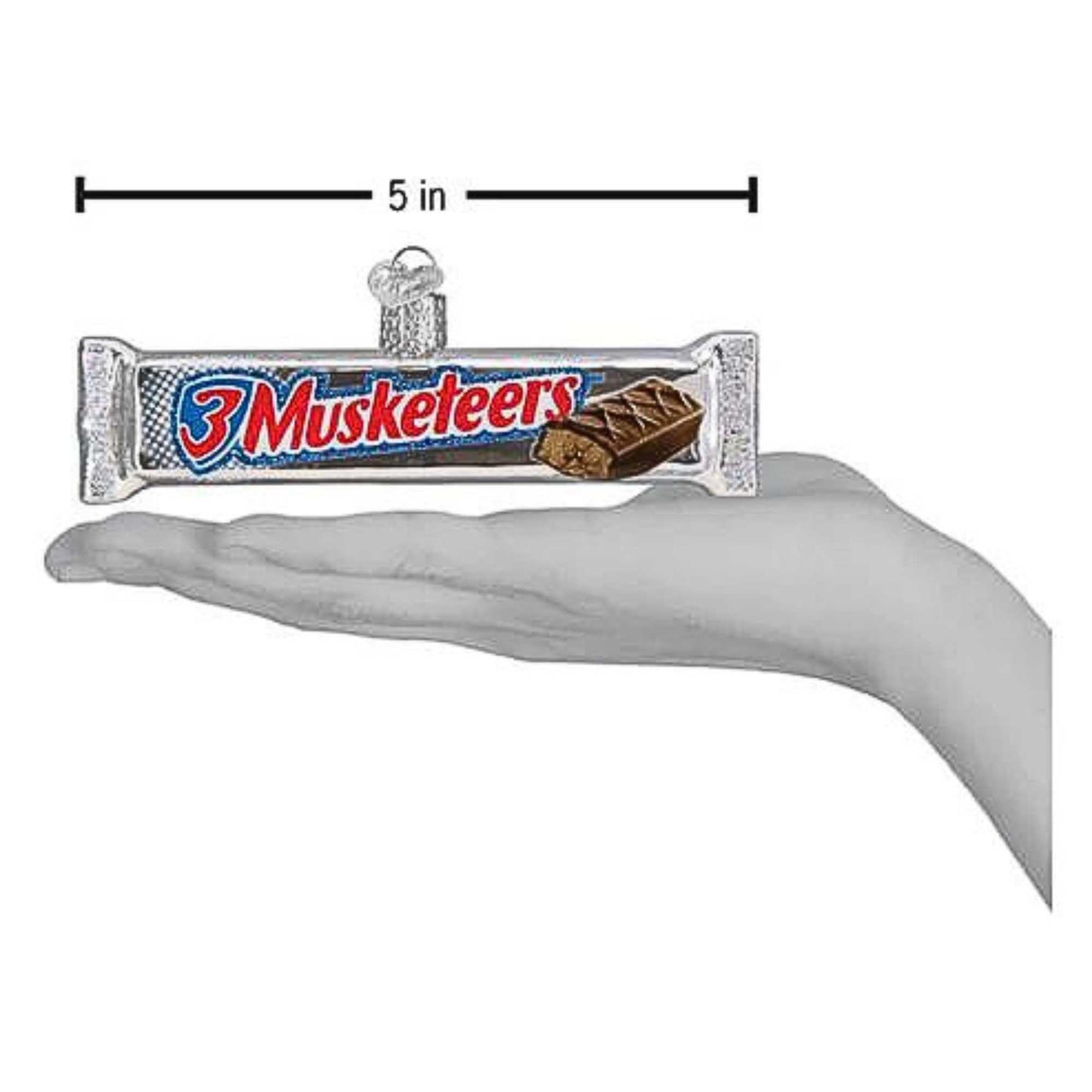 Old World Christmas 3 Musketeers Candy Bar Glass Blown Ornament for Christmas Tree, Handcrafted Holiday Decoration, Candy Brand Collection