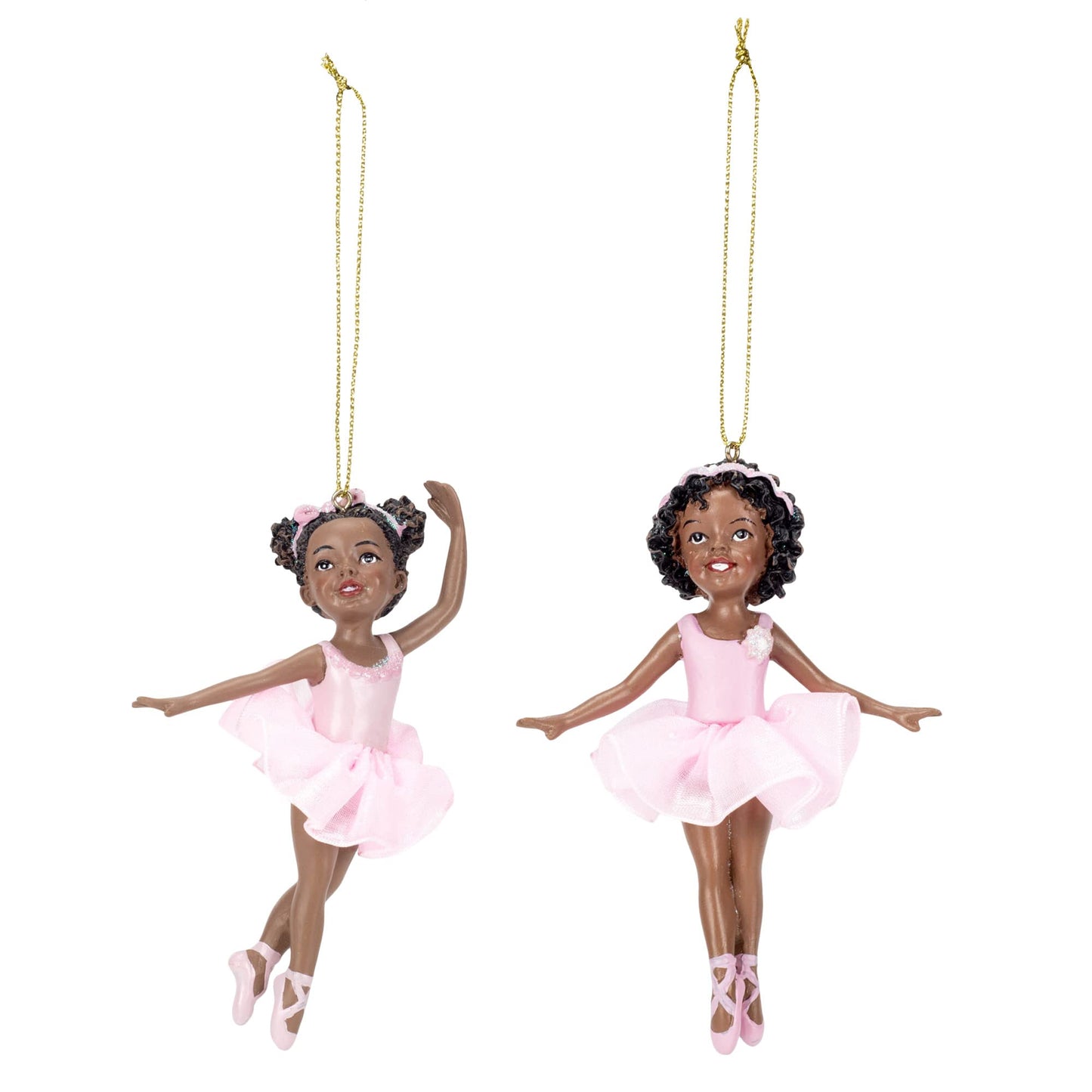 Kurt Adler 2 pc Set - Black Ballerina Girl on Toes Ornament 4 3/8 in