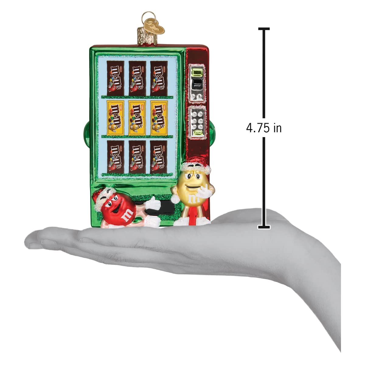 Old World Christmas M&M'S Vending Machine Glass Blown Ornament for Christmas Tree, Handcrafted Holiday Decoration, M&Ms Collection