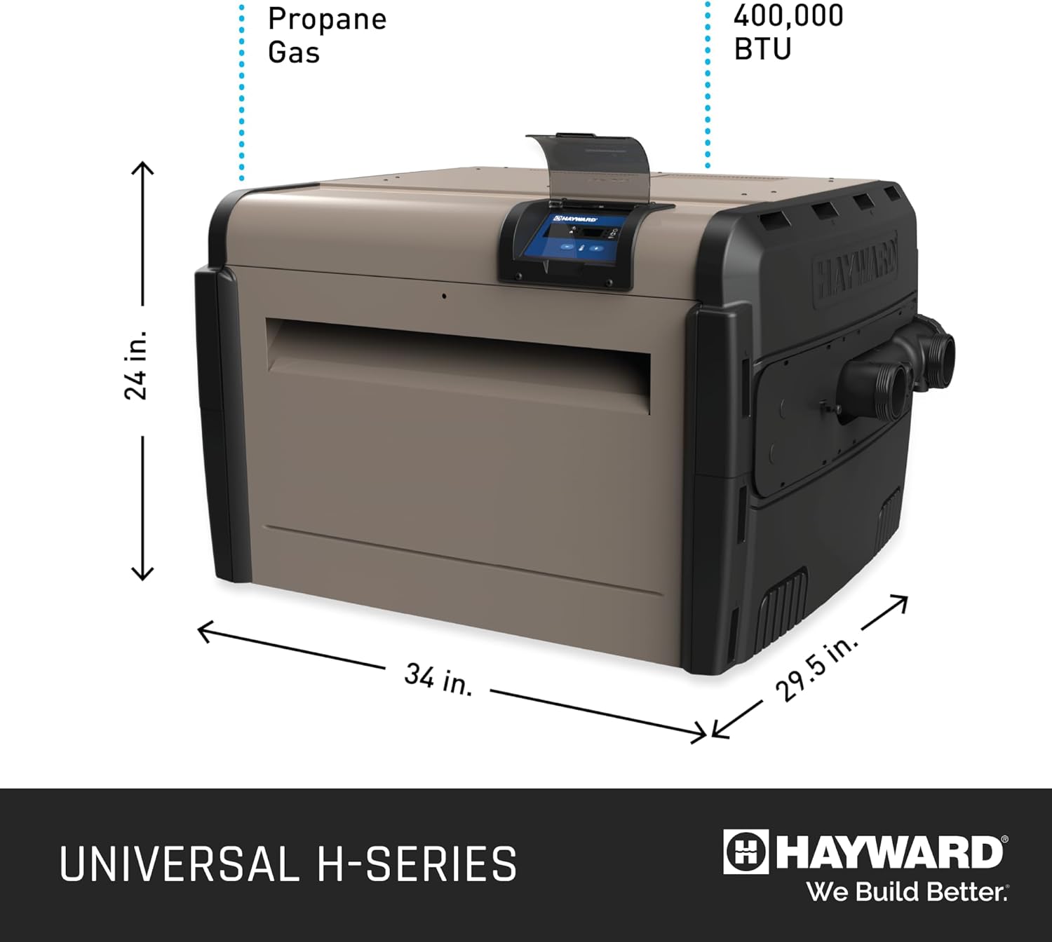 Hayward Universal H-Series, W3H400FDP, Propane Gas Heater, Low NOx | 400,000 BTU