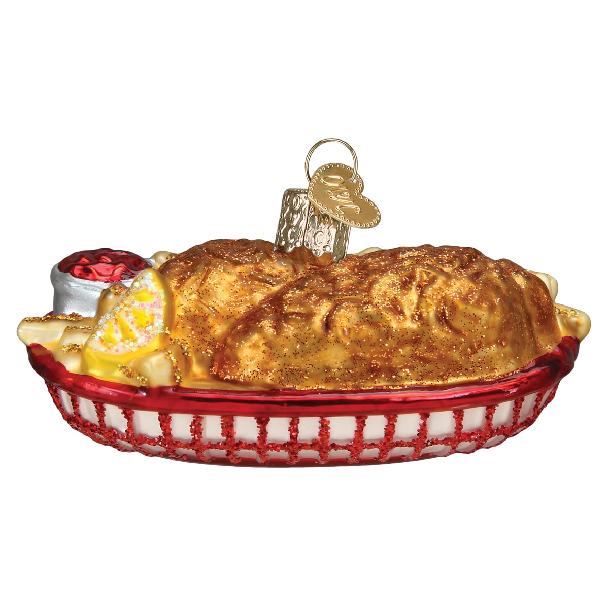 Old World Christmas Chicken Basket Glass Blown Ornament for Christmas Tree