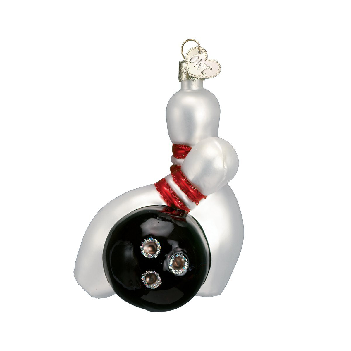 Old World Christmas Bowling Ball & Pins Glass Blown Ornament for Christmas Tree, Handcrafted Holiday Decoration, Sports Collection