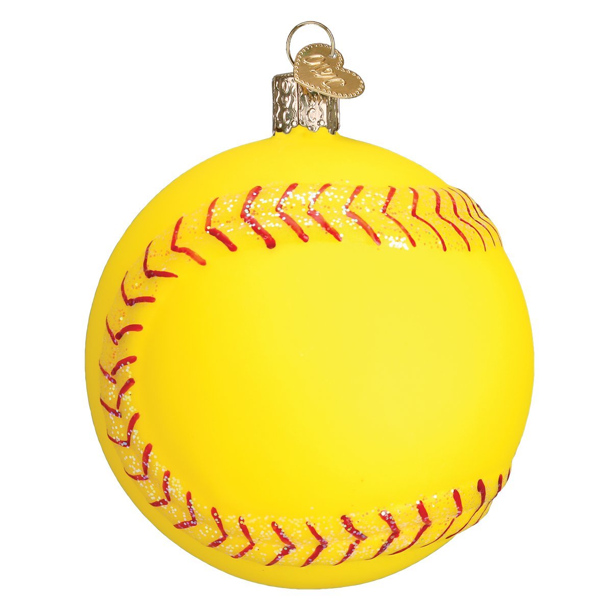 Old World Christmas 2020 Softball Glass Blown Ornament for Christmas Tree, Handcrafted Holiday Decoration, Sport Collection