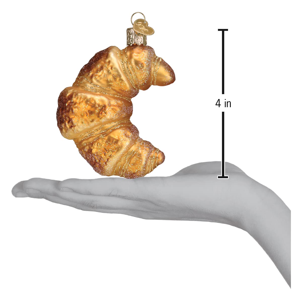 Old World Christmas Croissant Glass Blown Ornament for Christmas Tree, Handcrafted Holiday Decoration, Food - Breakfast Collection